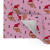 Christmas kitten origami cat with a santa hat happy holidays fabric pink girls