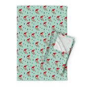 Christmas kitten origami cat with a santa hat happy holidays fabric mint gender neutral