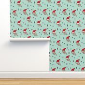 Christmas kitten origami cat with a santa hat happy holidays fabric mint gender neutral