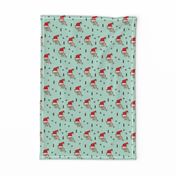 Christmas kitten origami cat with a santa hat happy holidays fabric mint gender neutral