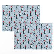 Christmas penguins origami penguin with a santa hat happy holidays fabric blue boys