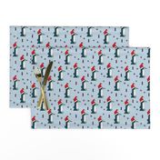 Christmas penguins origami penguin with a santa hat happy holidays fabric blue boys