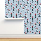 Christmas penguins origami penguin with a santa hat happy holidays fabric blue boys