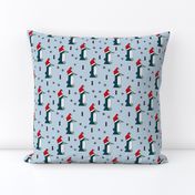 Christmas penguins origami penguin with a santa hat happy holidays fabric blue boys