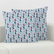 Christmas penguins origami penguin with a santa hat happy holidays fabric blue boys