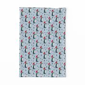 Christmas penguins origami penguin with a santa hat happy holidays fabric blue boys