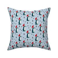 Christmas penguins origami penguin with a santa hat happy holidays fabric blue boys