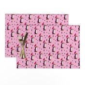 Christmas penguins origami penguin with a santa hat happy holidays fabric pink girls