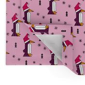 Christmas penguins origami penguin with a santa hat happy holidays fabric pink girls