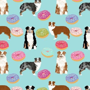 australian shepherds blue dog fabric cute donuts  fabric sweets pink  aussie dog cute dog design dog patterns cute 