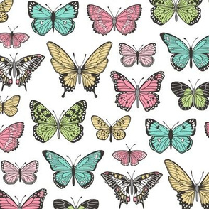 Butterflies Butterfly Nature Fabric On  White