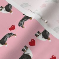 australian shepherd love hearts cute dog fabric 