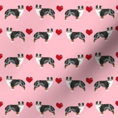 australian shepherd love hearts cute dog fabric 