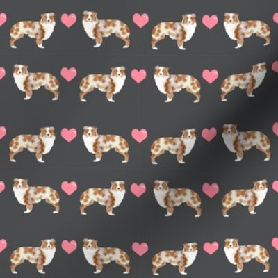 grey australian shepherd love hearts cute dog fabric 