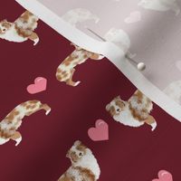 ruby red australian shepherd love hearts cute dog fabric 