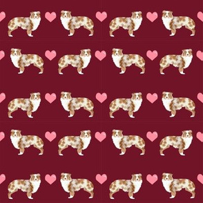 ruby red australian shepherd love hearts cute dog fabric 