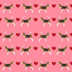 flamingo pink beagle love hearts cute dog fabric 