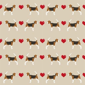 sand beagle love hearts cute dog fabric 