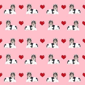 blossom pink biewer terrier love hearts cute dog fabric 