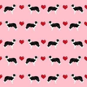 blossom pink border collie love hearts cute dog fabric 