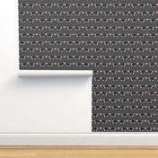 shadow grey border collie love hearts cute dog fabric 