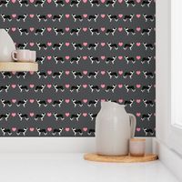 shadow grey border collie love hearts cute dog fabric 