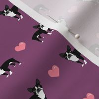 amethyst purple boston terrier love hearts cute dog fabric 