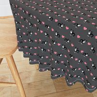 grey boston terrier love hearts fabric cute dog fabric 