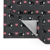 grey boston terrier love hearts fabric cute dog fabric 