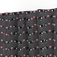 grey boston terrier love hearts fabric cute dog fabric 