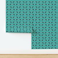 turquoise boston terrier love hearts cute dog fabric 