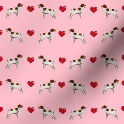 brittany spaniel love fabric blossom pink cute hearts dog fabric