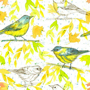Warblers in Yellow Leaves