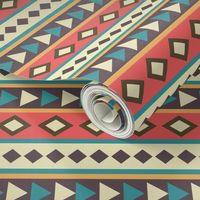 BoHo Western Indian Cream Orange Brown Teal Pattern