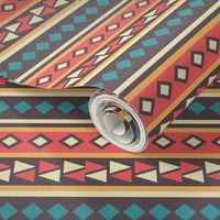 BoHo Western Indian Cream Orange Brown Teal Pattern