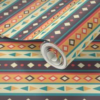 BoHo Western Indian Cream Orange Brown Teal Pattern