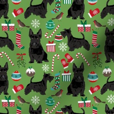 scottish terrier dog fabric asparagus green christmas design scottie dog fabric
