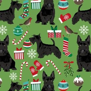scottish terrier dog fabric asparagus green christmas design scottie dog fabric