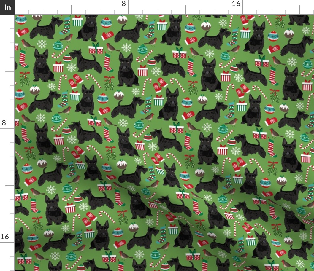 scottish terrier dog fabric asparagus green christmas design scottie dog fabric