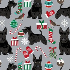 scottish terrier dog fabric quarry grey christmas design scottie dog fabric