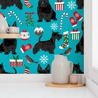 scottish terrier dog fabric peacock blue christmas design scottie dog fabric