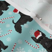 scottish terrier dog fabric blue tint christmas design scottie dog fabric
