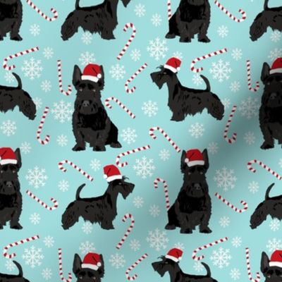 scottish terrier dog fabric blue tint christmas design scottie dog fabric