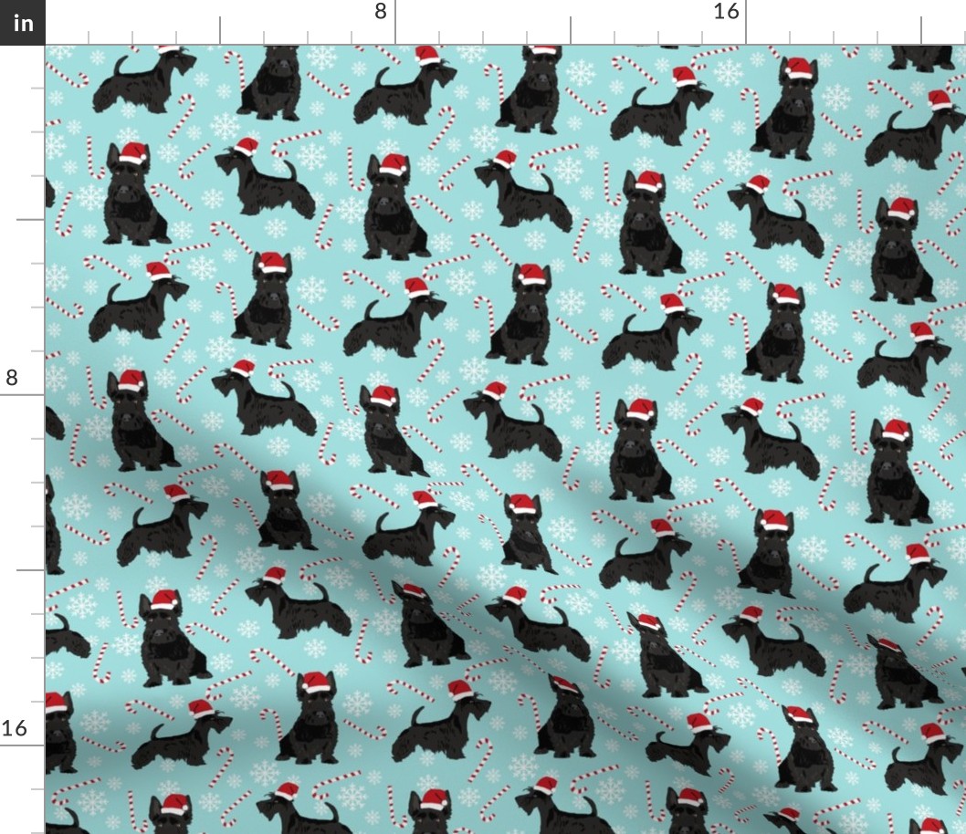 scottish terrier dog fabric blue tint christmas design scottie dog fabric