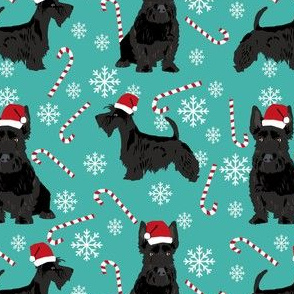 scottish terrier dog fabric turquoise christmas design scottie dog fabric