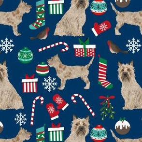cairn terrier christmas fabric terrier dog dogs fabric cairn terriers navy blue