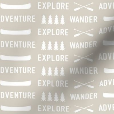 explore wander adventure on beige || adventure camp