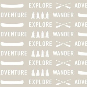 explore wander adventure on beige || adventure camp