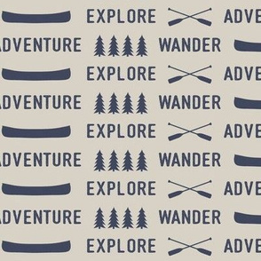 explore wander adventure || superior blue on beige - adventure camp