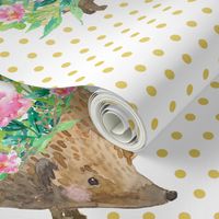 Hedgehogs Yellow Polka Dots - Facing Each Other